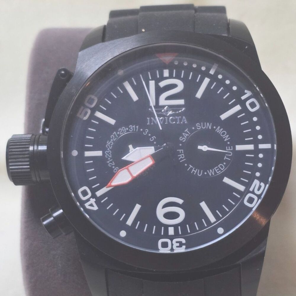 Invicta Sea Spider Black Canteen Men's Watch 50mm Quartz Day Date Case Included